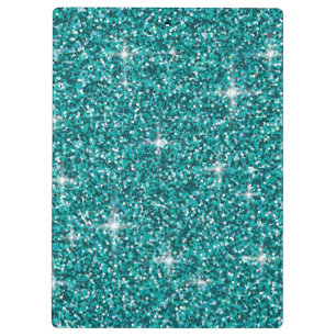Porte-bloc parties scintillant turquoise irisée