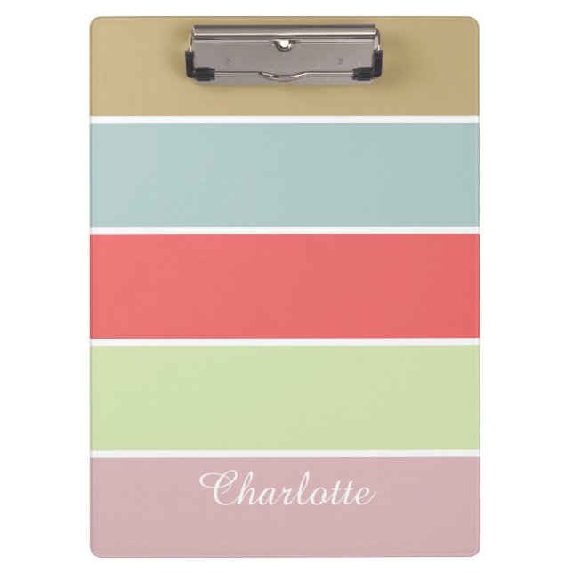 Porte-bloc Pastel Girly élégant moderne barré (Devant)