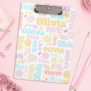 Porte-bloc Pastel preppy smilie faces star nom personnalisé O