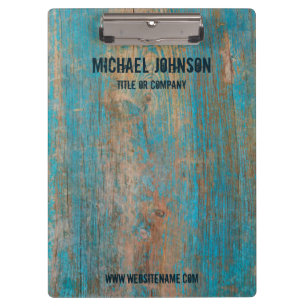 Porte-bloc Patiné Bleu Vintage Bois rustique Nom Customisé