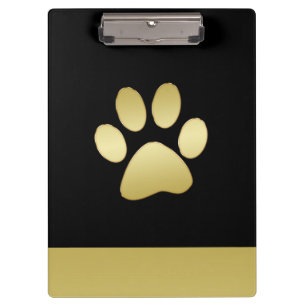 Porte-bloc Patte de chien brillante en or sur fond noir