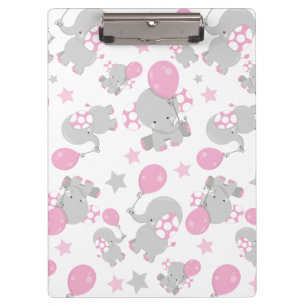 Porte-bloc Pattern of Elephants, Cute Elephants - Pink Gray