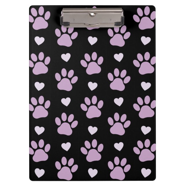 Porte-bloc Pattern of paws, Dog paws, Lilac paws, Hearts (Devant)