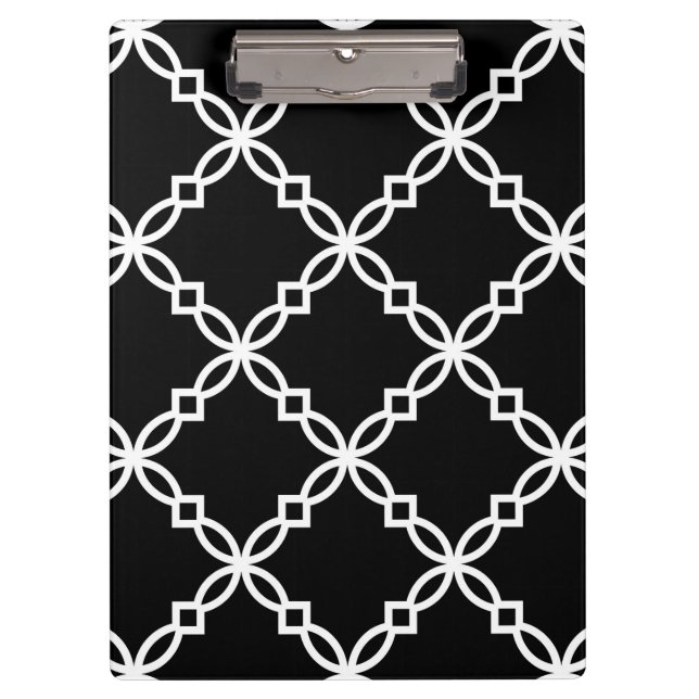 Porte-bloc Patters de Black White Large Fancy Quatrefoil (Devant)