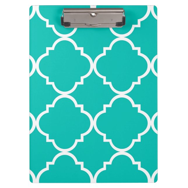 Porte-bloc Patters de Teal White Large Quatrefoil (Devant)