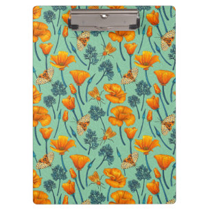 Porte-bloc Pavot et papillons de nuit de Californie sur jade