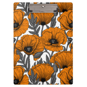 Porte-bloc Pavot orange sur blanc