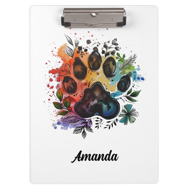 Porte-bloc Paw Print Boho Watercolor (Devant)