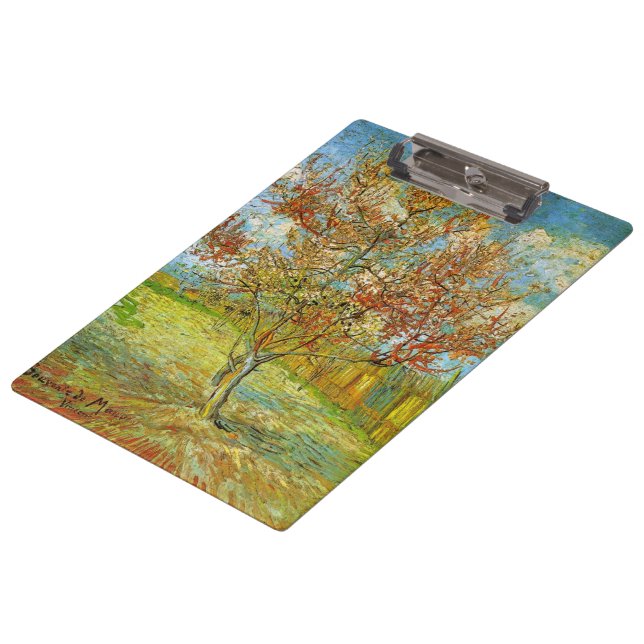 Porte-bloc Peach Tree rose en fleurs par Vincent van Gogh (Incliné)