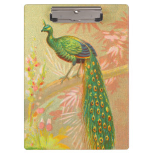 Porte-bloc Peacock vintage et peinture à fleurs