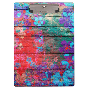 Porte-bloc Peinture à fleurs couleur art sur le bois #2