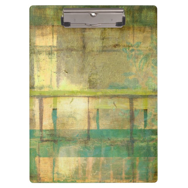 Porte-bloc Peinture Abstraite dorée turquoise et verte (Devant)