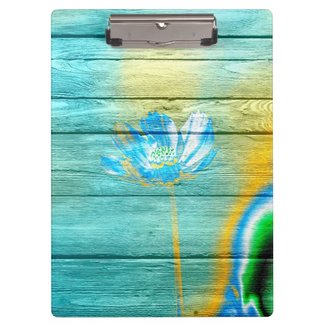 Porte-bloc Peinture acrylique de fleur de couleur d'art sur (Devant)