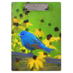 Porte-bloc Peinture de Bunting Indigo - Art original pour ois