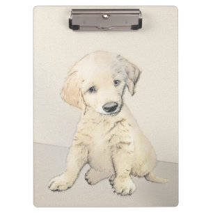 Porte-bloc Peinture de chiot d'or Retriever - Art de chien or