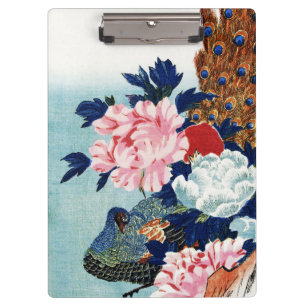 Porte-bloc Peinture de fleurs de paon et de pivoines vintage