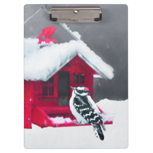 Porte-bloc Peinture Downy Woodpecker - Art original pour oise