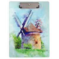Peinture vintage d'aquarelle de moulin à vent