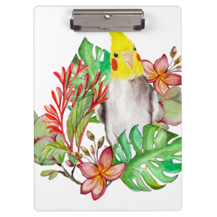Porte-bloc Perroquet de Corella mignonne en plantes tropicaux
