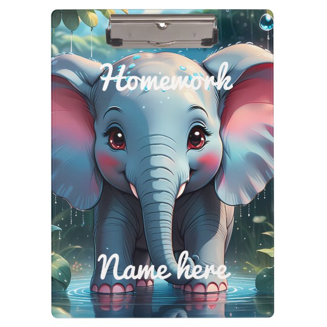 Porte-bloc Personalised Cute Elephant in the Rain (Devant)