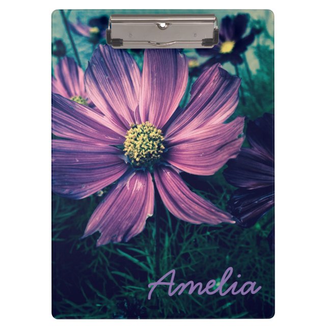 Porte-bloc Personalised Dark Purple Flowers (Devant)