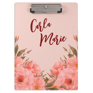 Porte-bloc Personalized Clipboard | Pink Floral Design