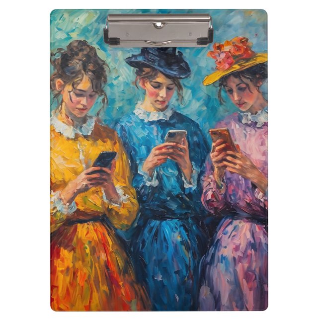 Porte-bloc Personnes du 19e siècle utilisant des smartphones (Devant)