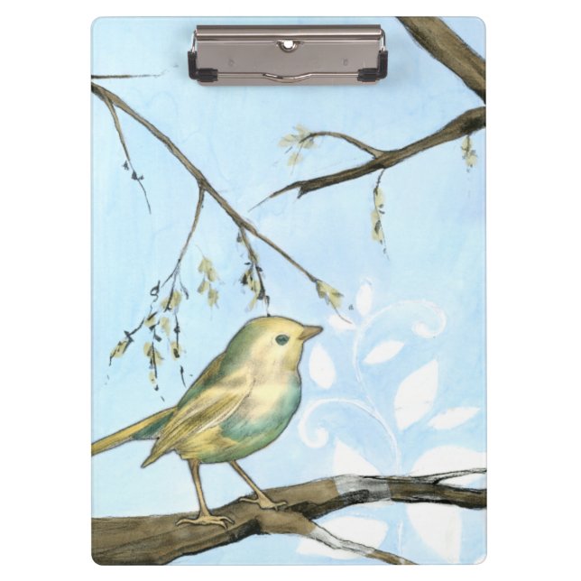 Porte-bloc Petit oiseau jaune perché sur une branche Recherch (Devant)