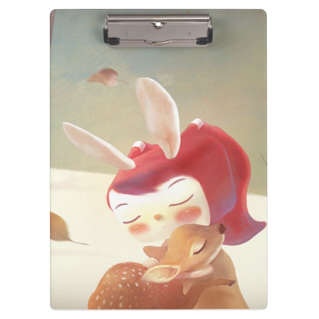 Porte-bloc Petite fille qui serre des cerfs (Devant)