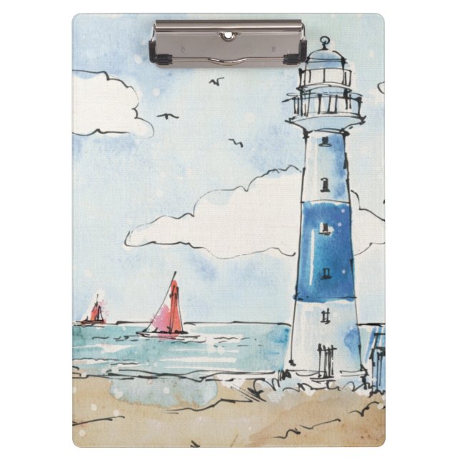 Porte-bloc Phare bleu et blanc (Devant)