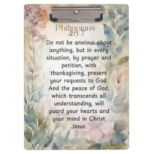 Porte-bloc Philippiens 4:6-7 Bible chrétienne Verse Aquarelle
