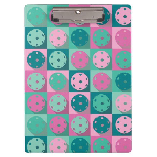 Porte-bloc Pickleball (minty green et rose) (Devant)
