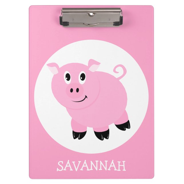 Porte-bloc Pig de caricature rose pour filles personnalisées (Devant)