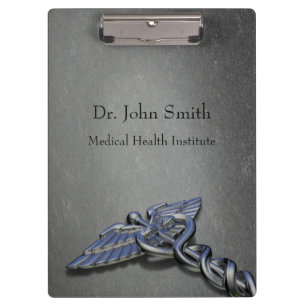 Porte-bloc Pince-notes Caducée Médical Professionnel Chrome