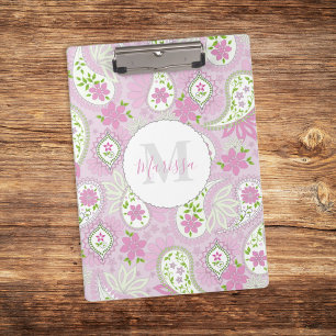 Porte-bloc Pink Girl mignonne Chic Preppy Paisley Monogramme