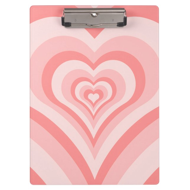 Porte-bloc Pink Heart Gradient Pattern – Cute Girly Love (Devant)