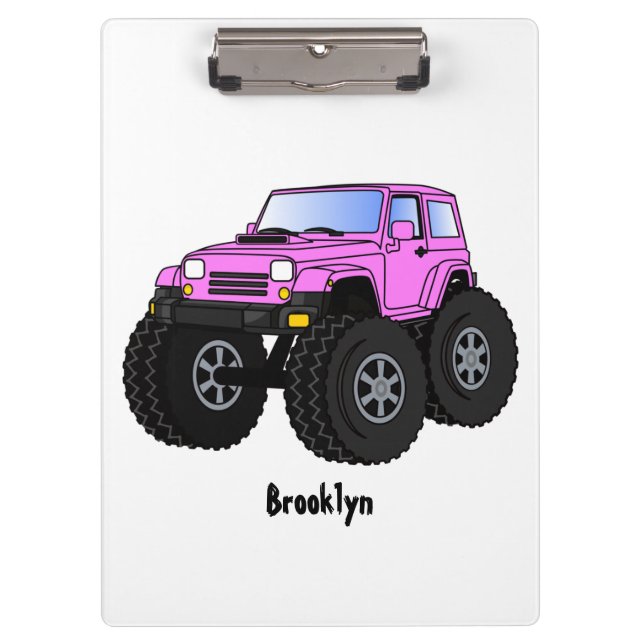 Porte-bloc Pink monster truck cartoon illustration  (Devant)