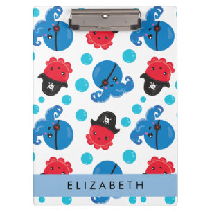 Porte-bloc Pirate Octopus, Motif Octopus, Mer, Votre Nom