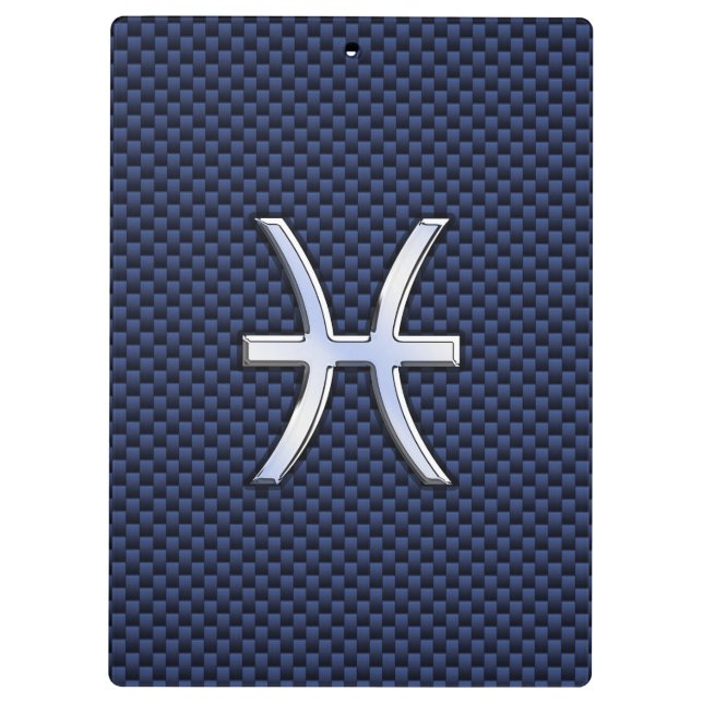 Porte-bloc Pisces Zodiac Sign on Blue Carbon Fibre Print (Dos)