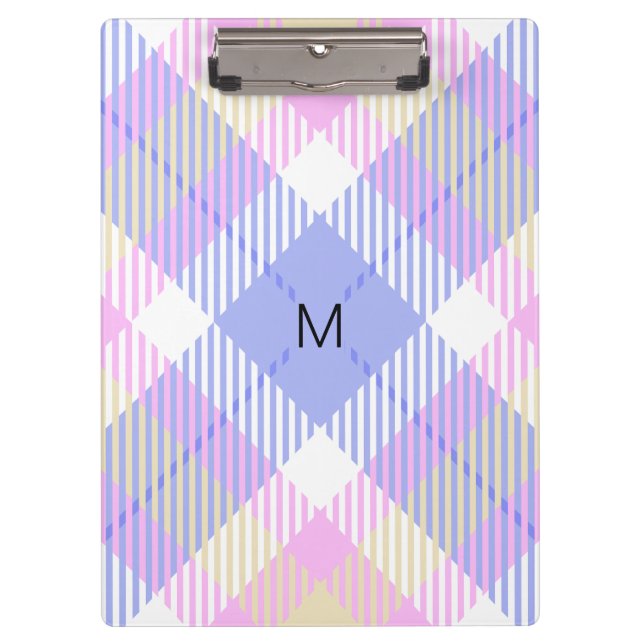 Porte-bloc Plaid bleu rose jaune (Devant)