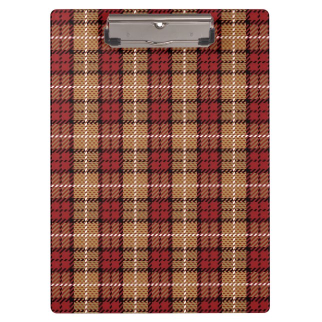 Porte-bloc Plaid de pixel en rouge et or (Devant)