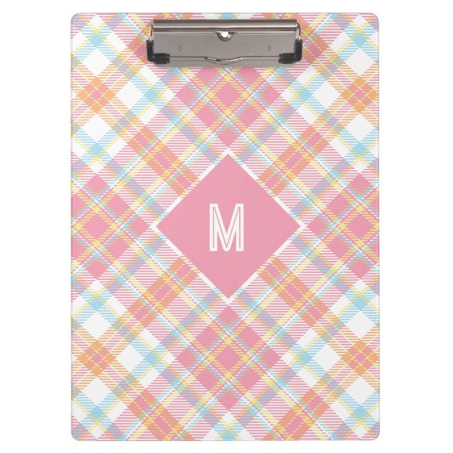 Porte-bloc Plaid Monogramme personnalisé / Motif Tartan (Devant)