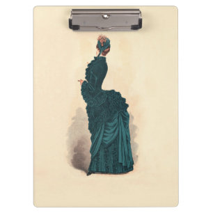 Porte-bloc Planche de mode antique victorienne : Robe à tourn