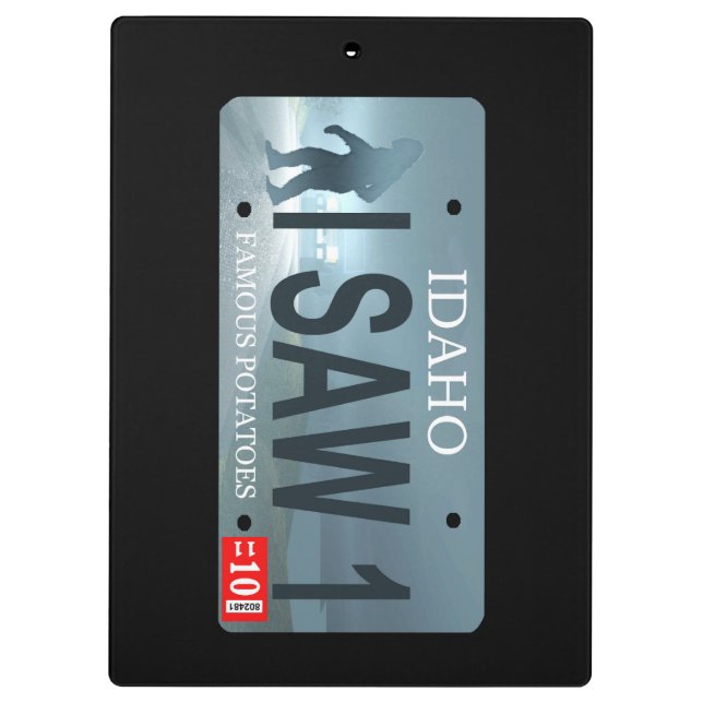 Porte-bloc Plaque de licence Idaho "I Saw 1" Sasquatch (Dos)