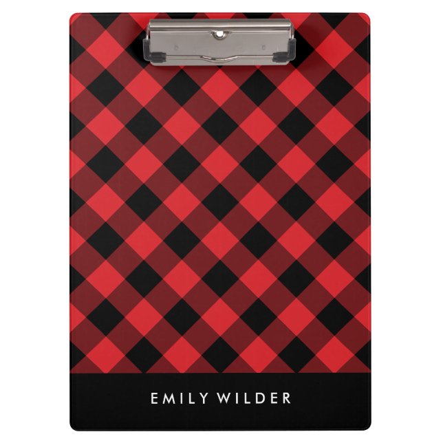Porte-bloc Plaque rouge et noire | Monogramme personnalisé (Devant)