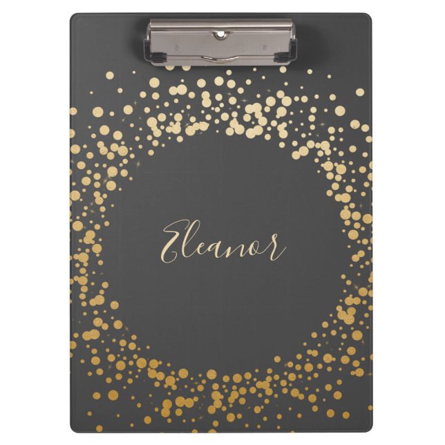 Porte-bloc Points Confetti Ombre Or Gris Noir Personnalisés (Devant)