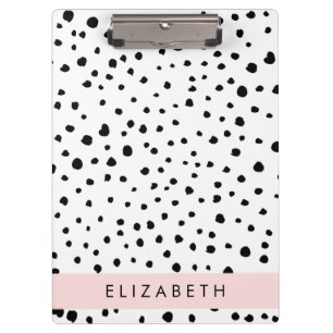 Porte-bloc Points dalmatiens, Spots, Noir et Blanc, Votre nom