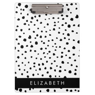 Porte-bloc Points dalmatiens, Spots, Noir et Blanc, Votre nom
