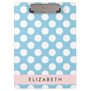 Porte-bloc Pois Bleus, Motif Polka Dot, Votre Nom