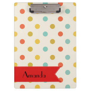 Porte-bloc Pois colorés, Motif Polka Dot, Votre Nom